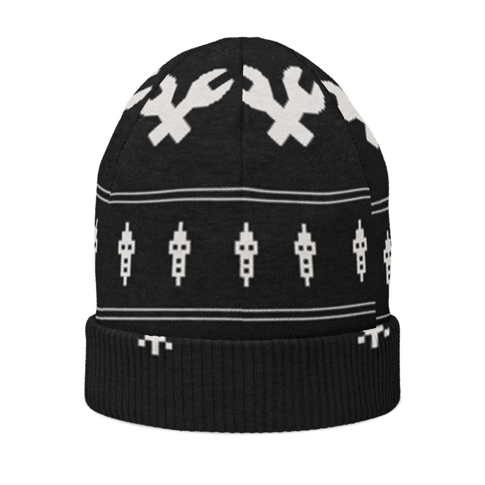 Crossed Wrenches Knit Beanie (Black)
