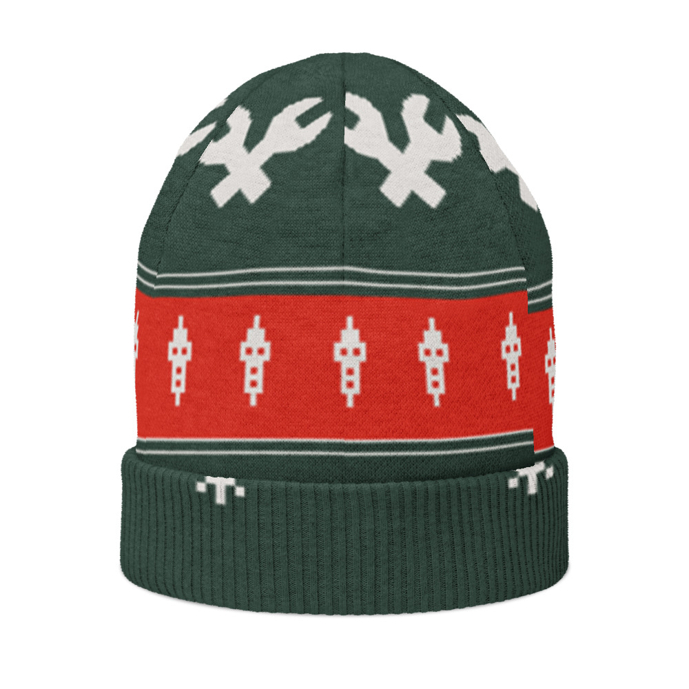 Crossed Wrenches Knit Beanie (Green)