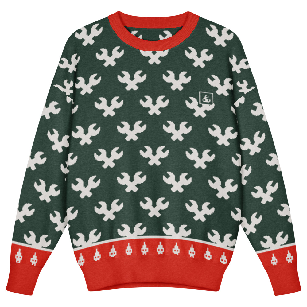Crossed Wrenches Kids' Sweater (Green)